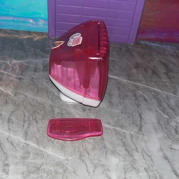 Vtg Barbie doll Computer Keyboard monitor Secret Messages 2000 diorama pink - Picture 2 of 4